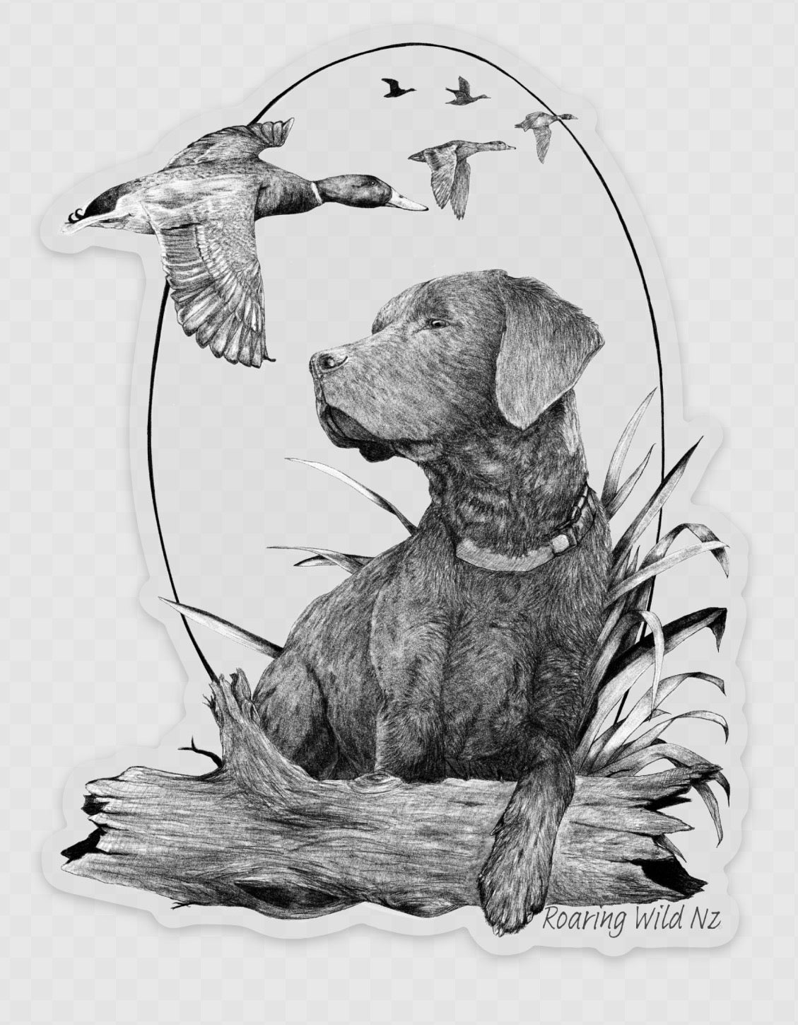 Black Lab with Mallard Mob Sticker
