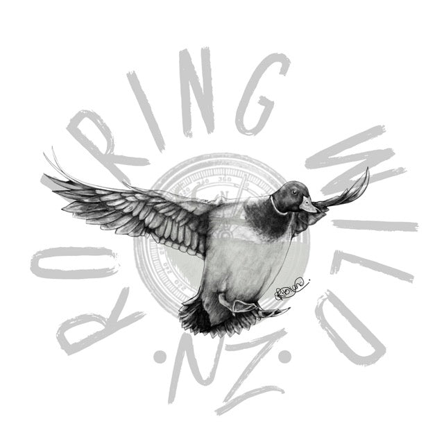 Black and white Mallard Drake original print