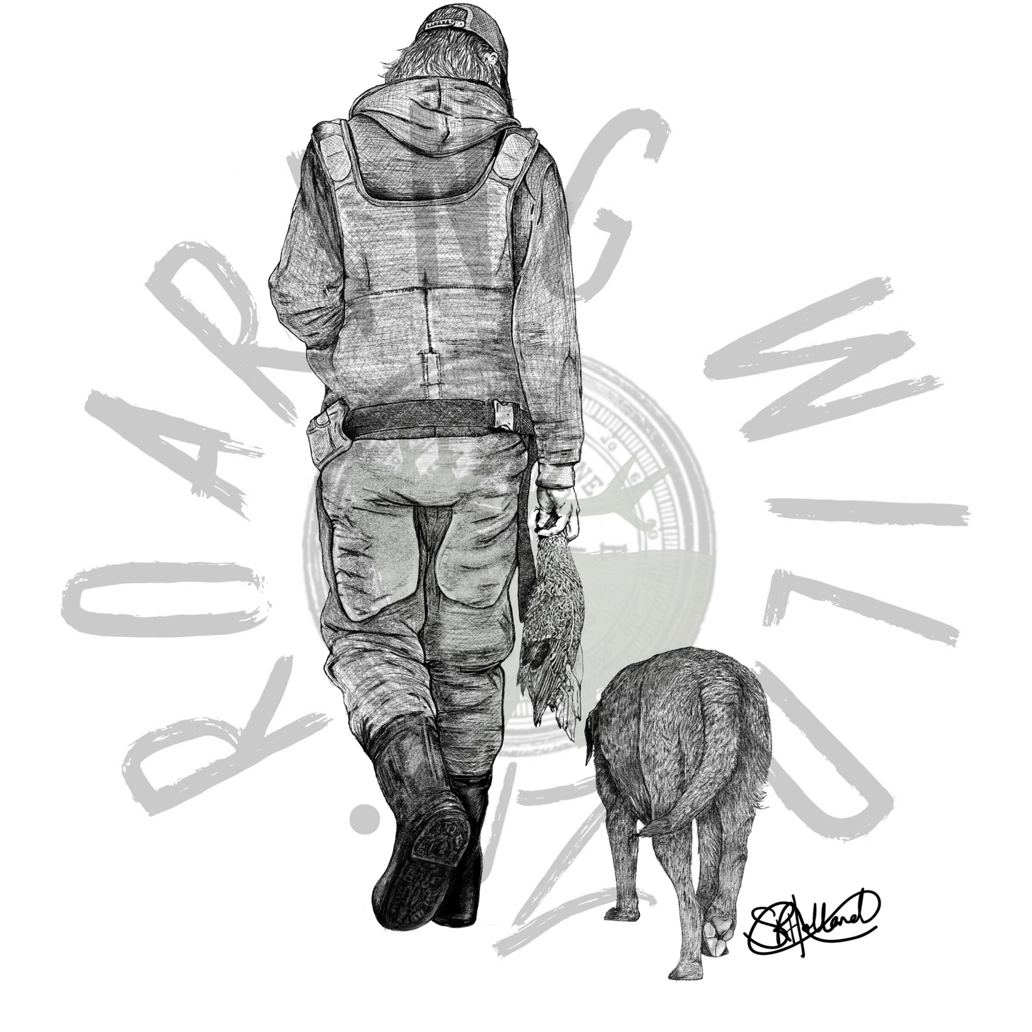 Water-Fowler and his Dog original print