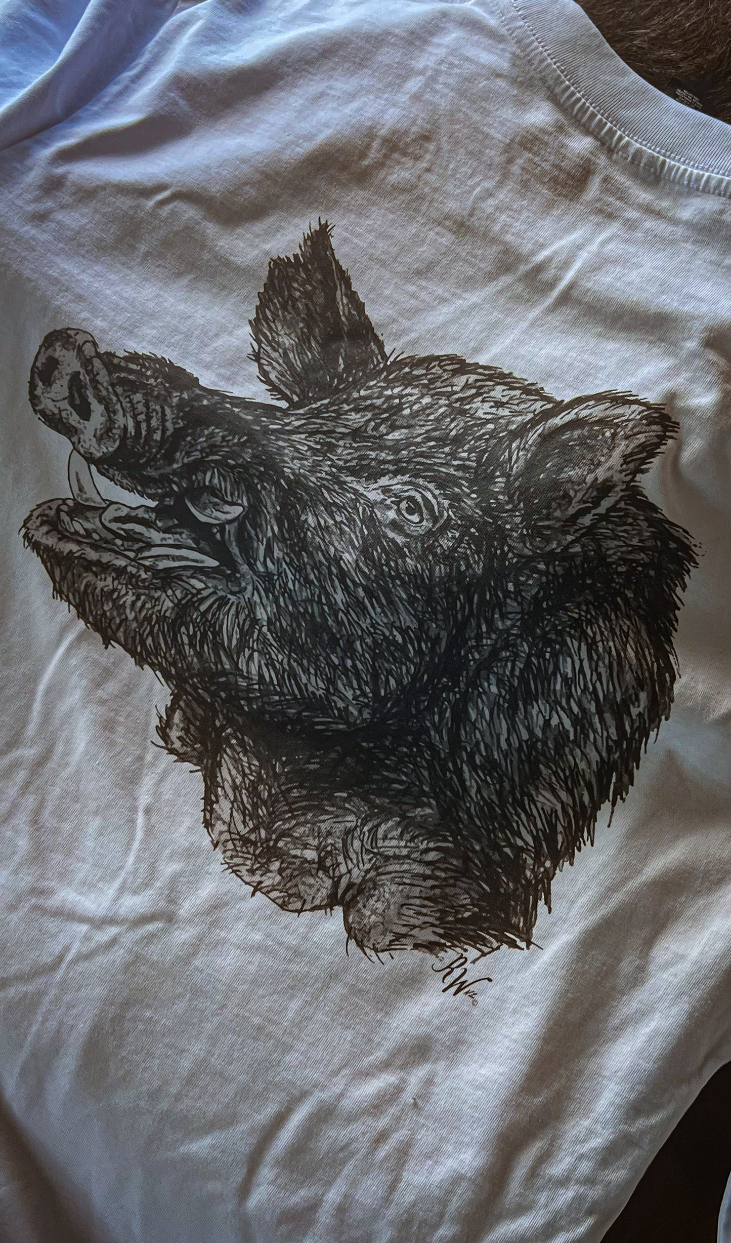 Black and White Boar Head Hoodie