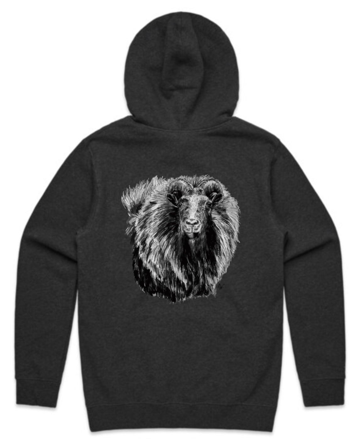 Black and White Bull Tahr Head Hoodie