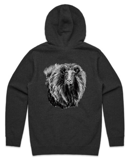 Black and White Bull Tahr Head Hoodie