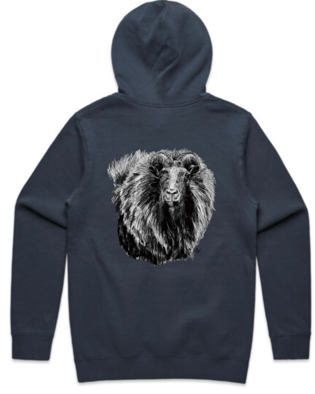 Black and White Bull Tahr Head Hoodie