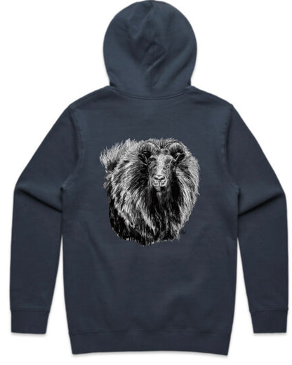 Black and White Bull Tahr Head Hoodie