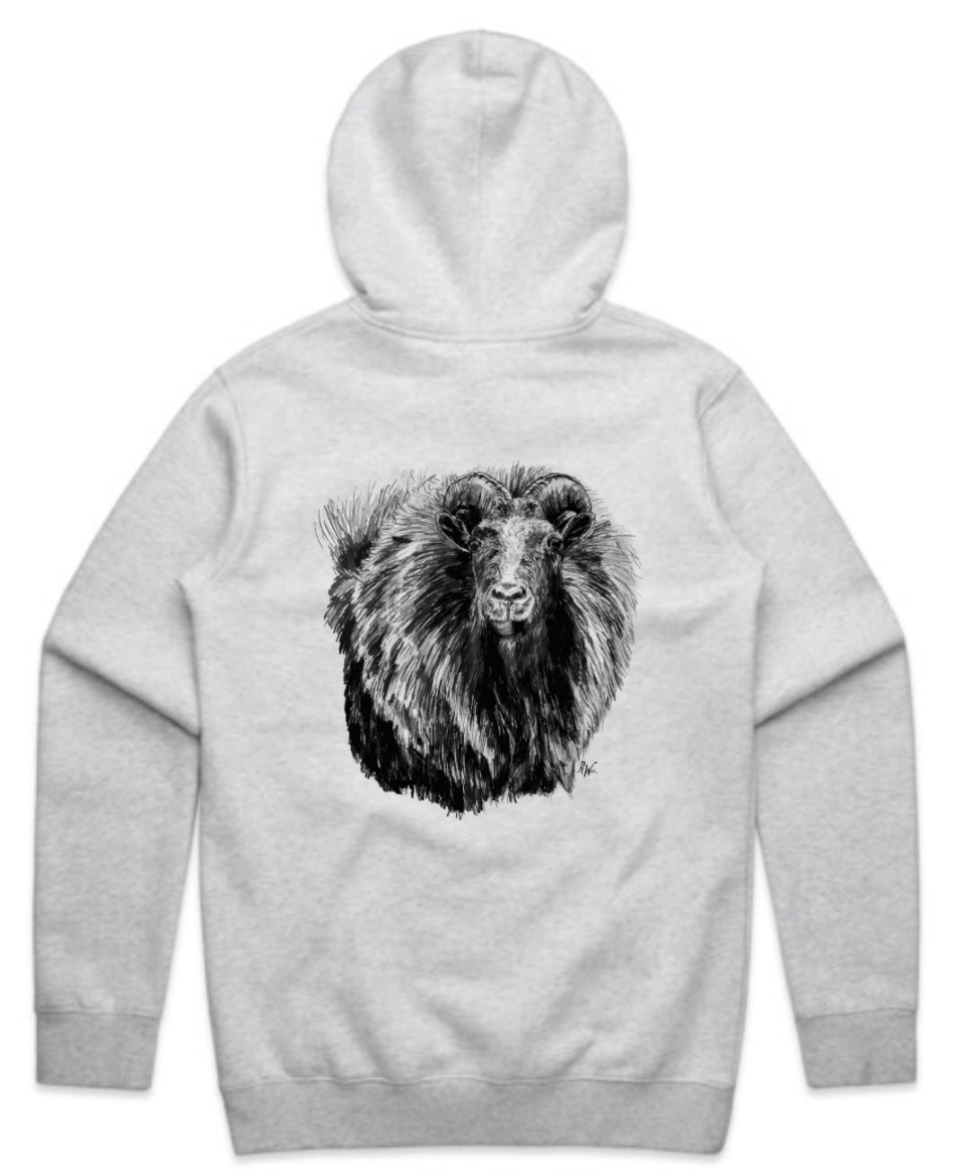 Black and White Bull Tahr Head Hoodie