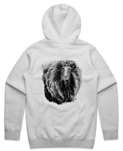 Black and White Bull Tahr Head Hoodie