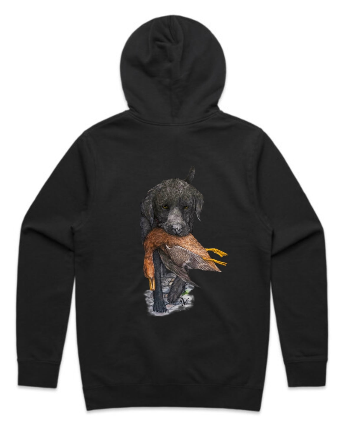 Black Lab Carrying Mallard Hoodie