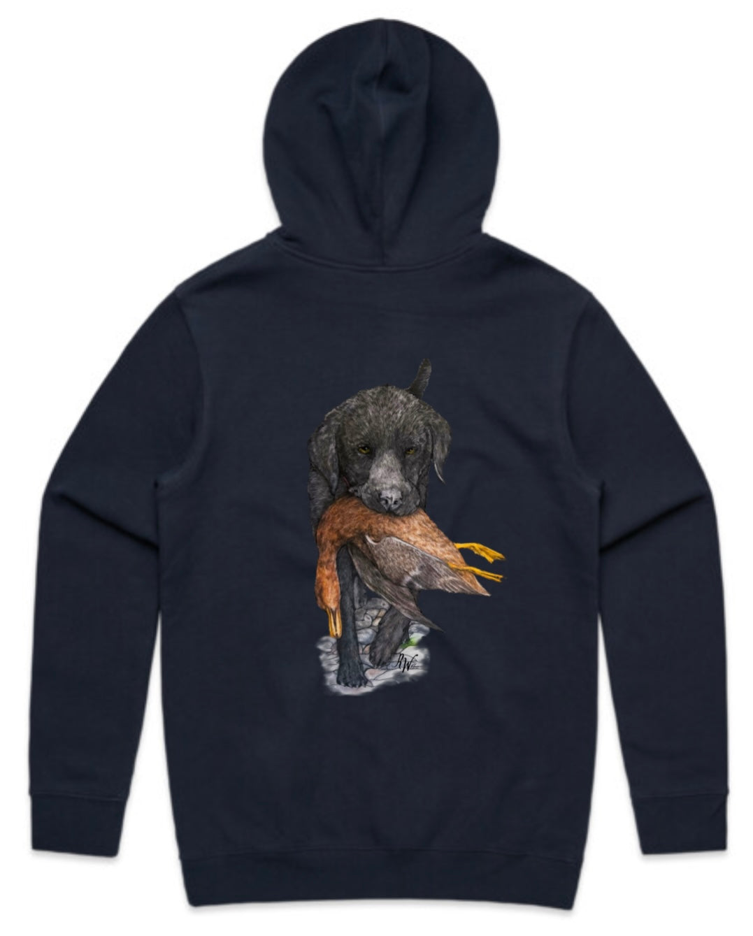 Black Lab Carrying Mallard Hoodie