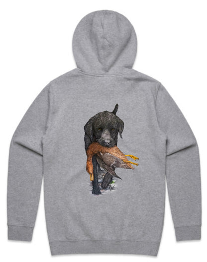 Black Lab Carrying Mallard Hoodie
