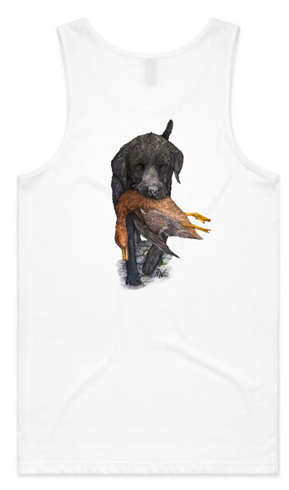 Black Lab Carrying Mallard Singlet