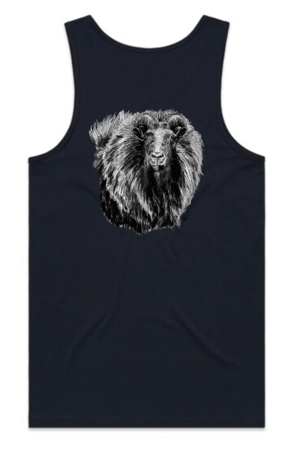 Black and White Bull Tahr Head Singlet