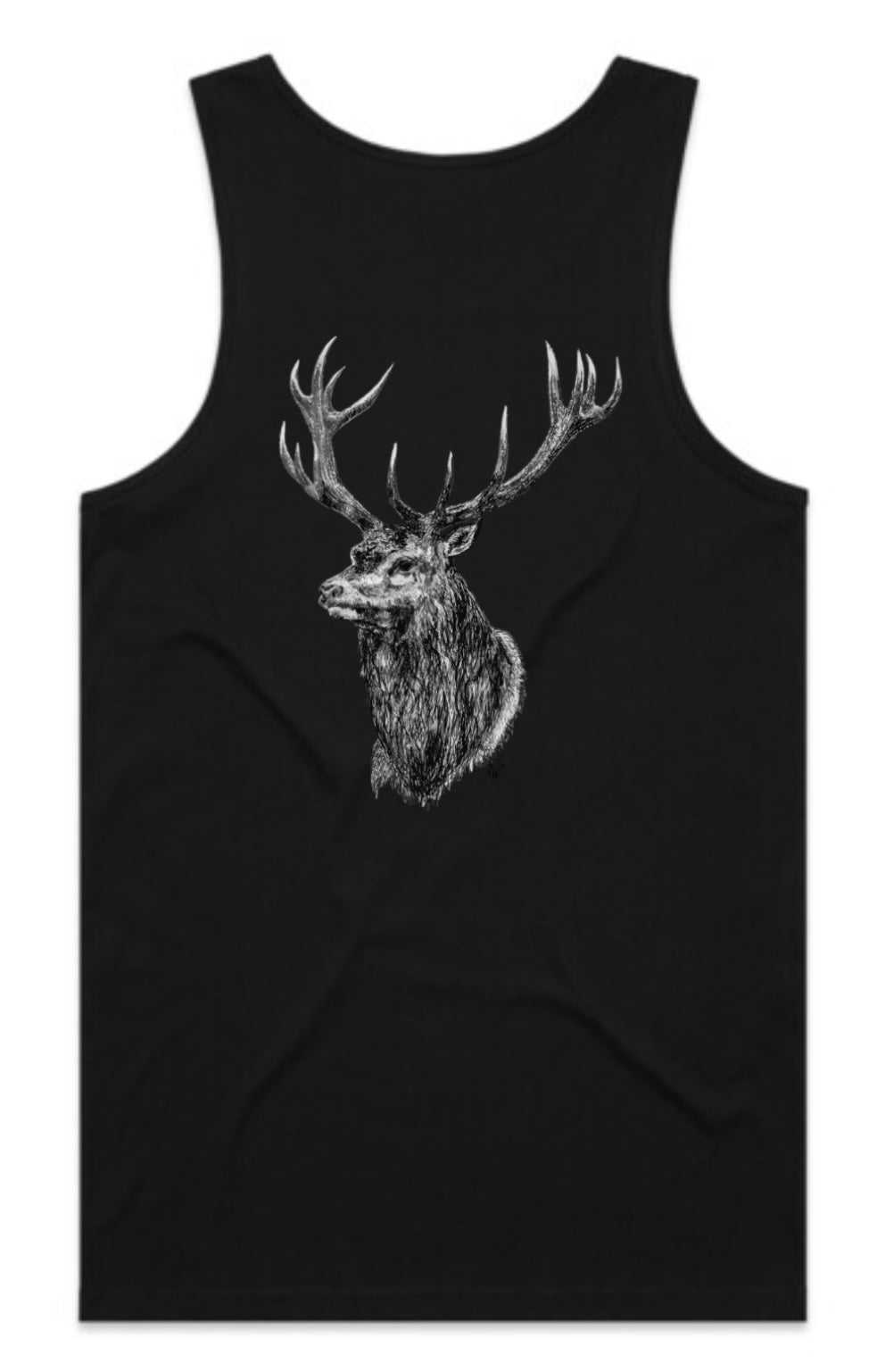 Black and White Red Stag Head Singlet