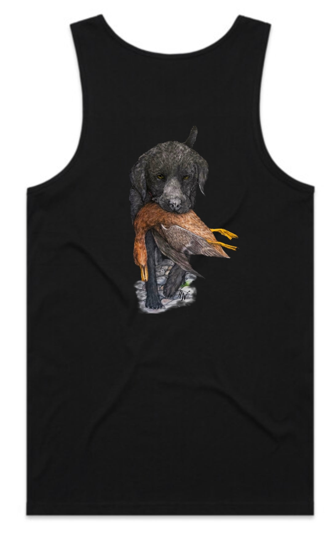 Black Lab Carrying Mallard Singlet