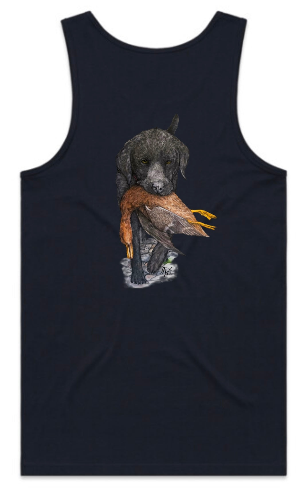 Black Lab Carrying Mallard Singlet