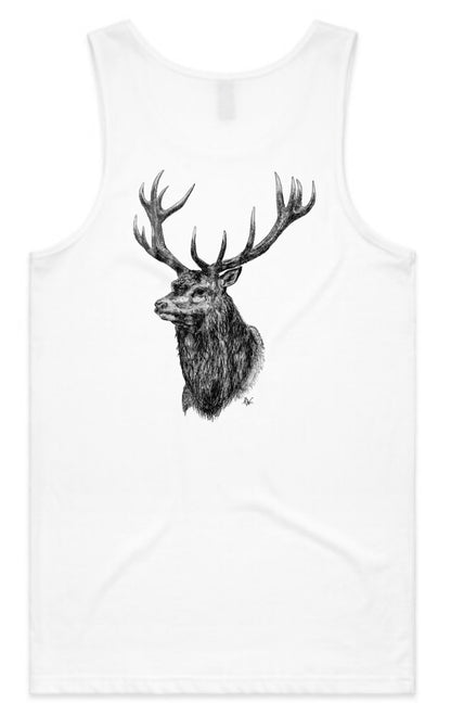 Black and White Red Stag Head Singlet