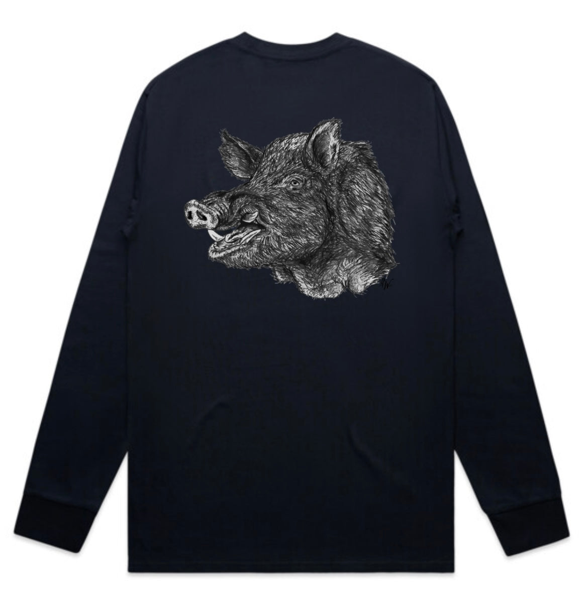 Black and White Boar Head Long Sleeve