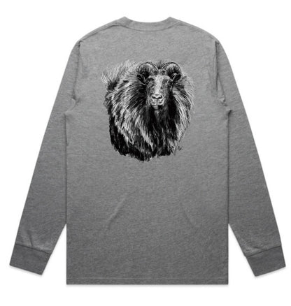 Black and White Bull Tahr Head Long Sleeve