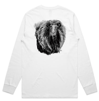 Black and White Bull Tahr Head Long Sleeve