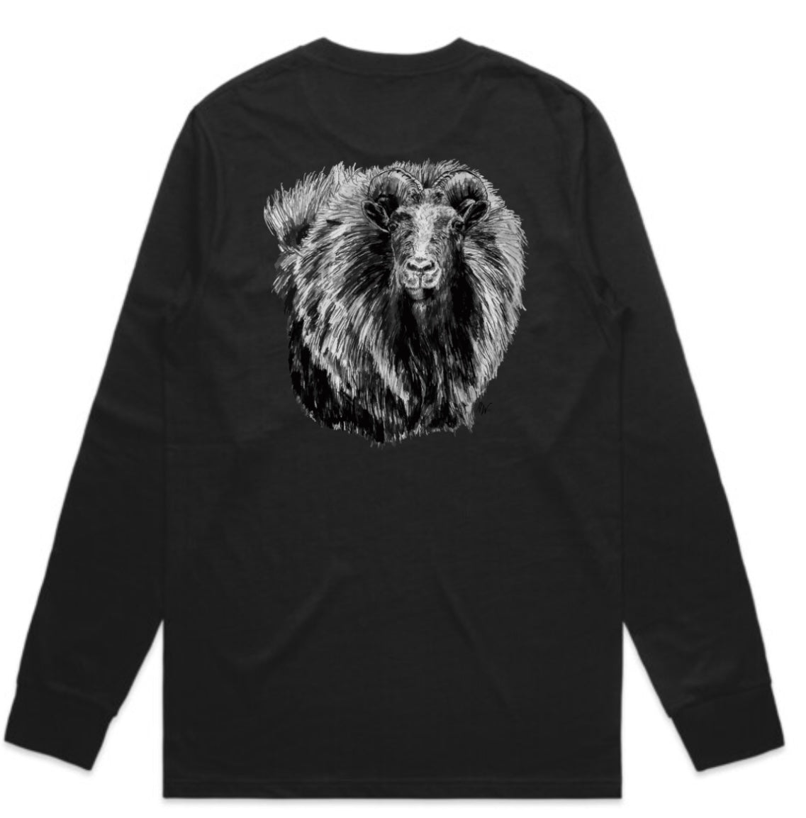Black and White Bull Tahr Head Long Sleeve