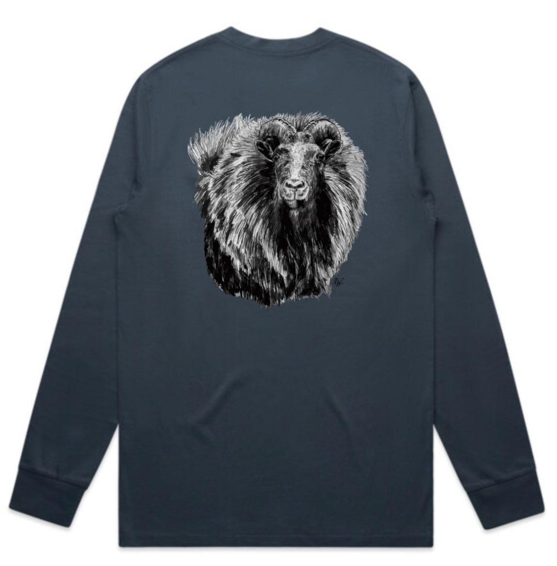 Black and White Bull Tahr Head Long Sleeve
