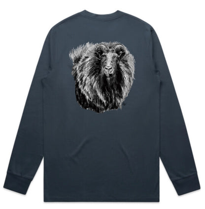 Black and White Bull Tahr Head Long Sleeve