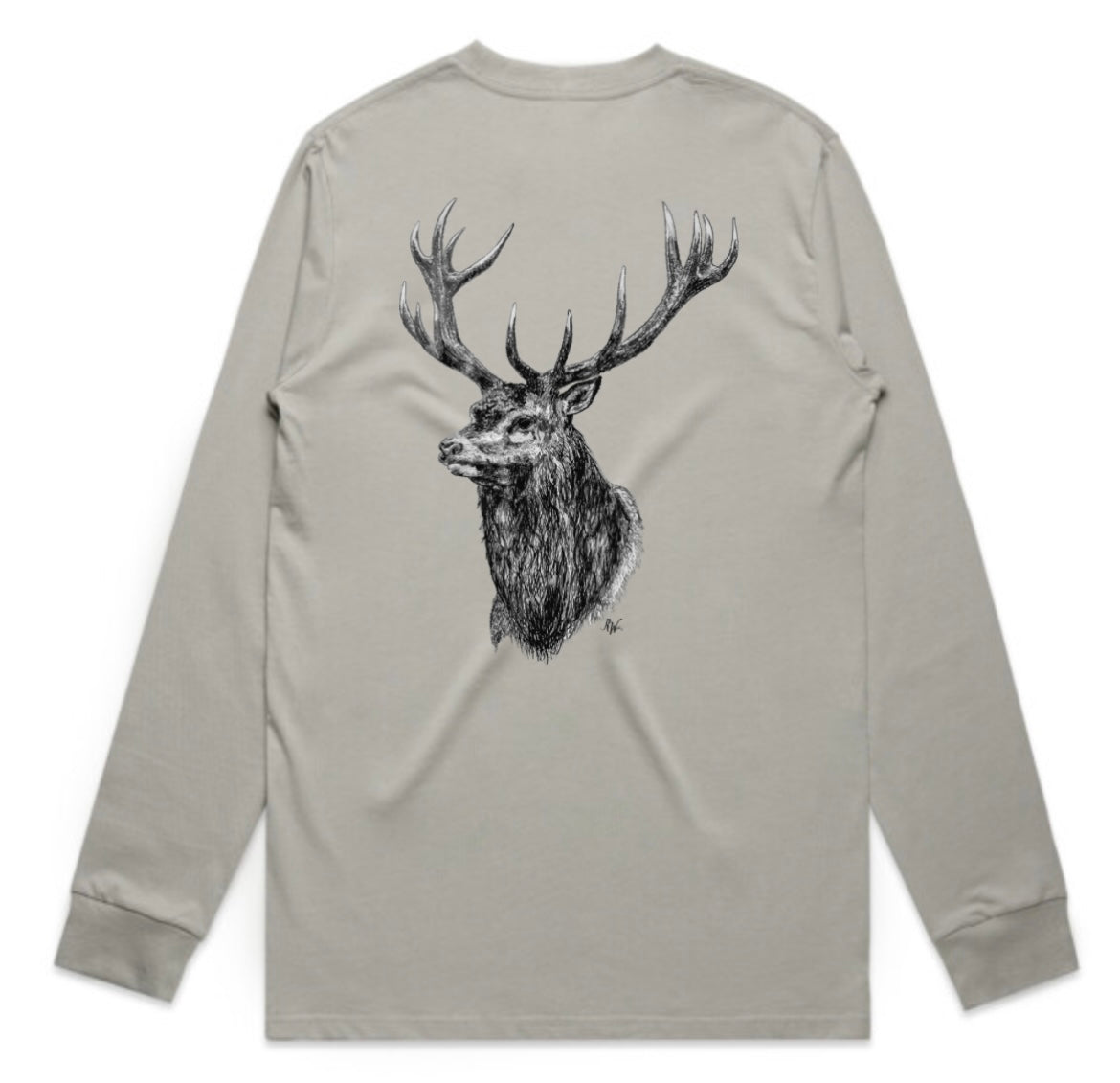 Black and White Red Stag Head Long Sleeve