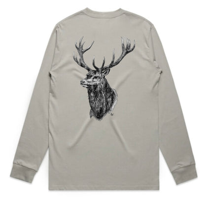 Black and White Red Stag Head Long Sleeve