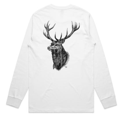 Black and White Red Stag Head Long Sleeve