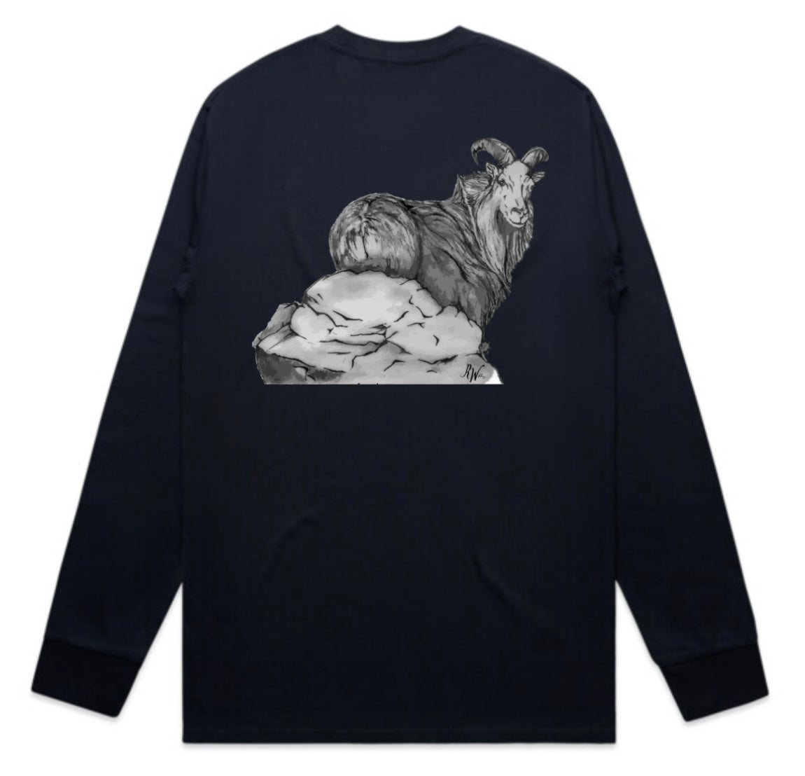 Black and White Bull Tahr Long Sleeve