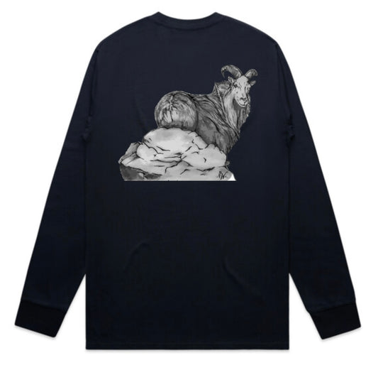 Black and White Bull Tahr Long Sleeve