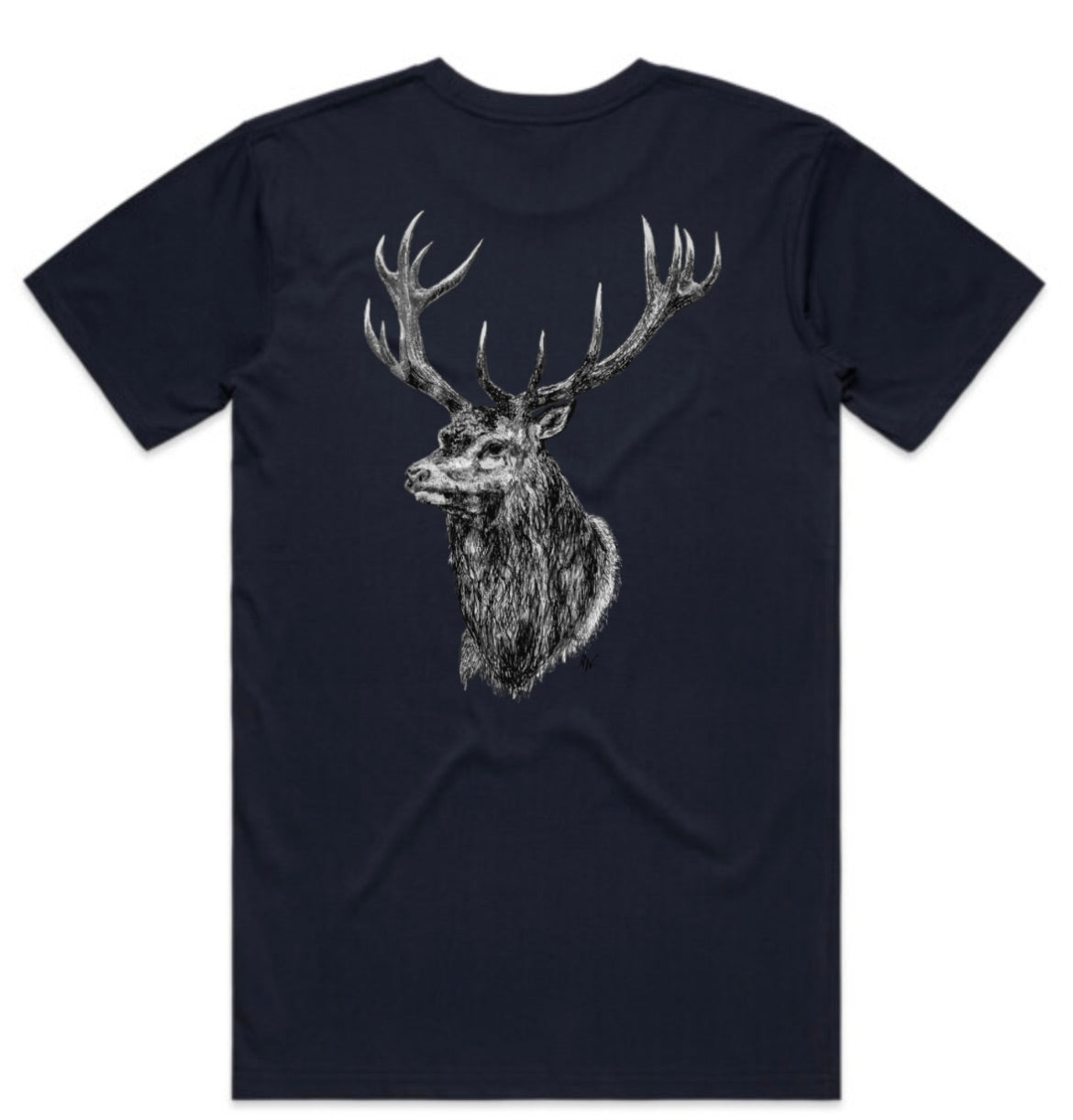 Black and White Red Stag Head T-Shirt