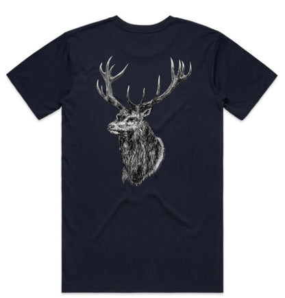 Black and White Red Stag Head T-Shirt