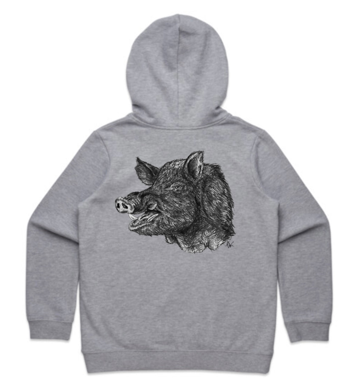 Kids Black and White Boar Hoodie