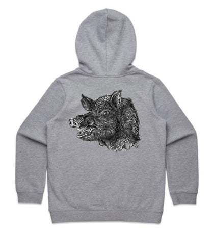 Kids Black and White Boar Hoodie
