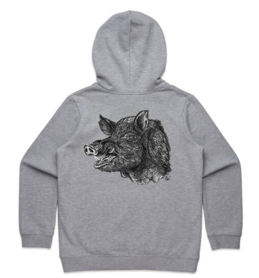 Kids Black and White Boar Hoodie
