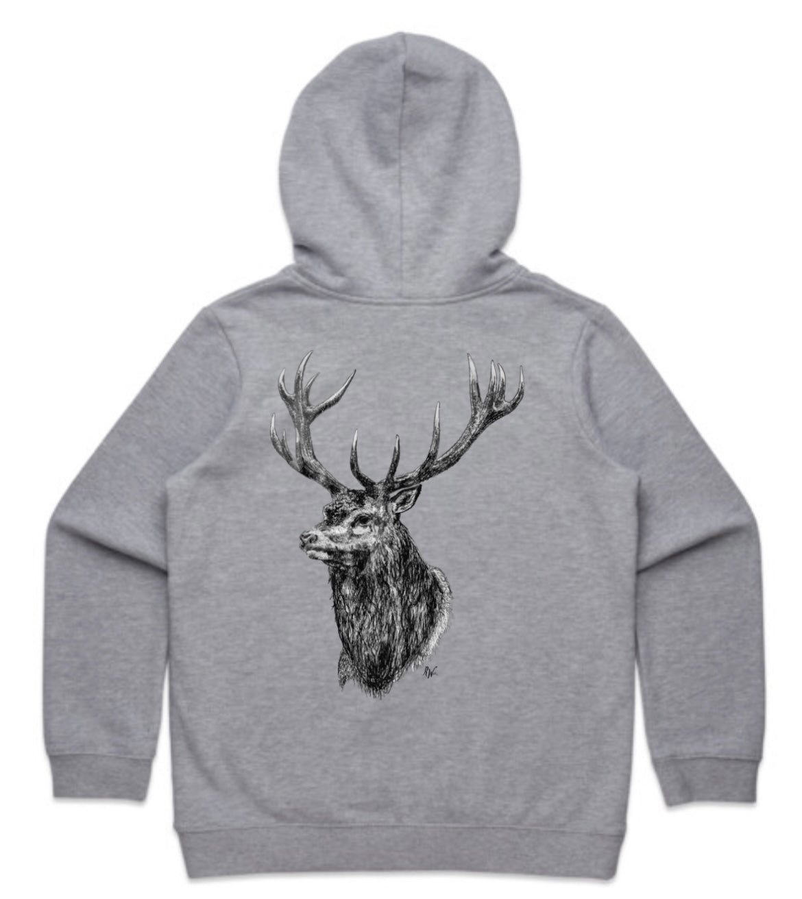 Kids Black and White Stag Head Hoodie