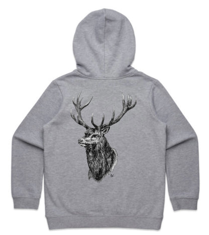 Kids Black and White Stag Head Hoodie