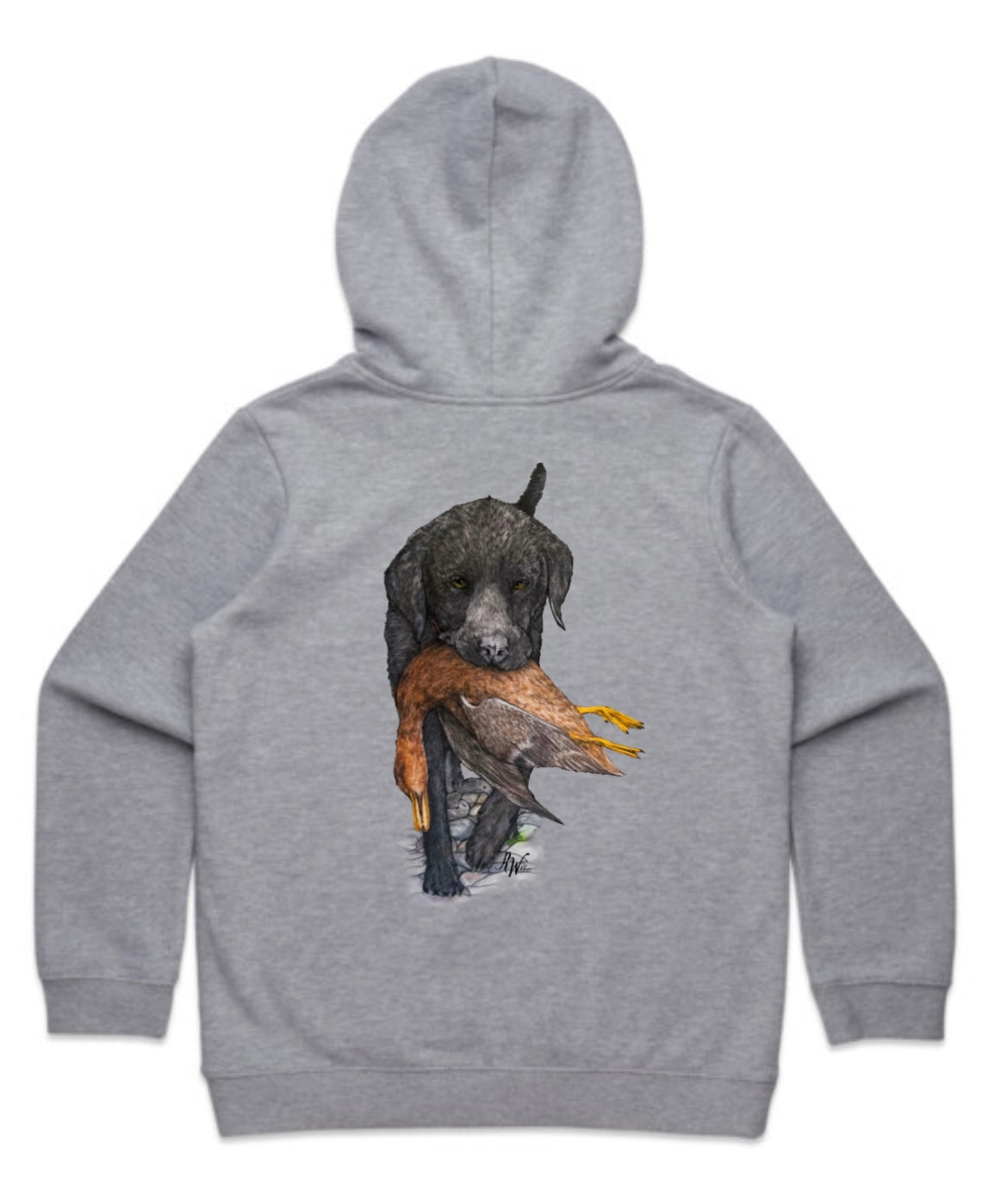Kids Black Lab Carrying Mallard Hoodie