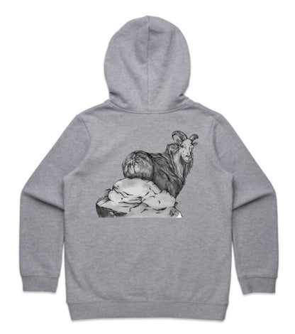 Kids Black and White Bull Tahr Hoodie
