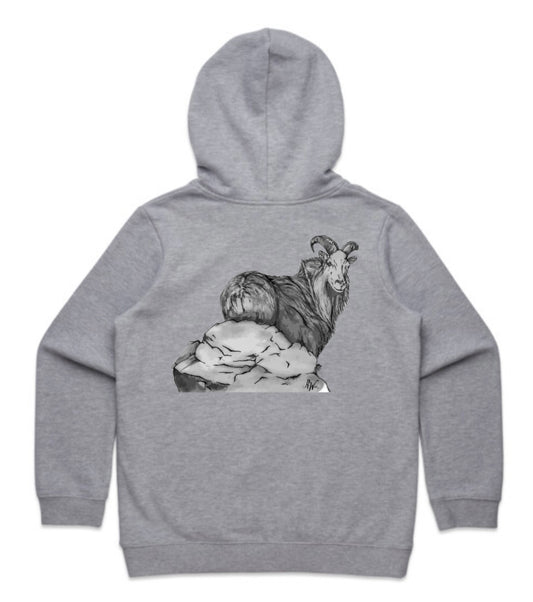 Kids Black and White Bull Tahr Hoodie