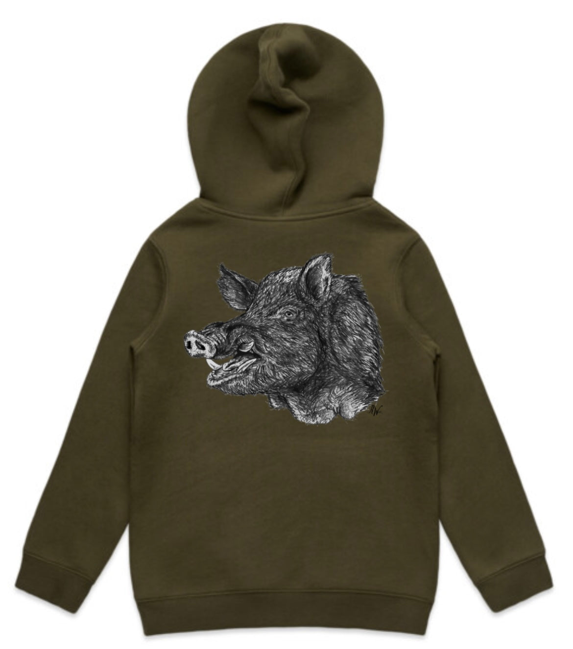 Kids Black and White Boar Hoodie