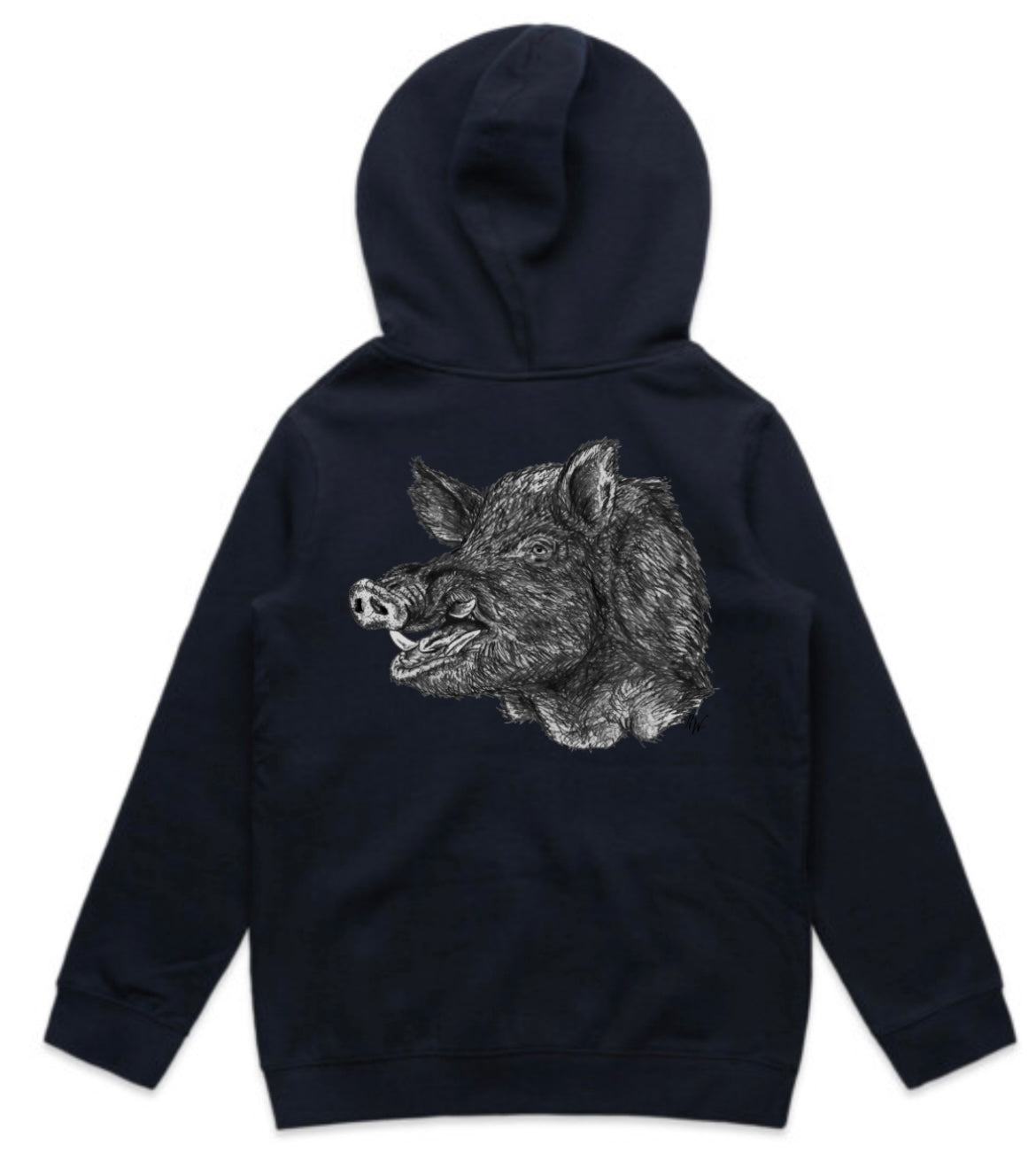 Kids Black and White Boar Hoodie