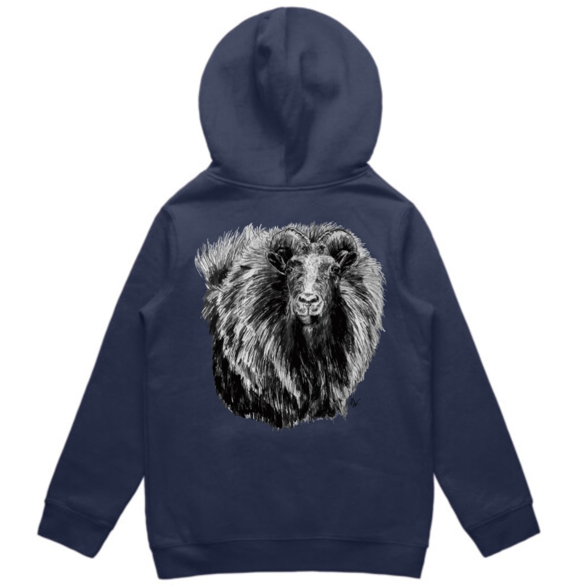 Kids Black and White Tahr Head Hoodie