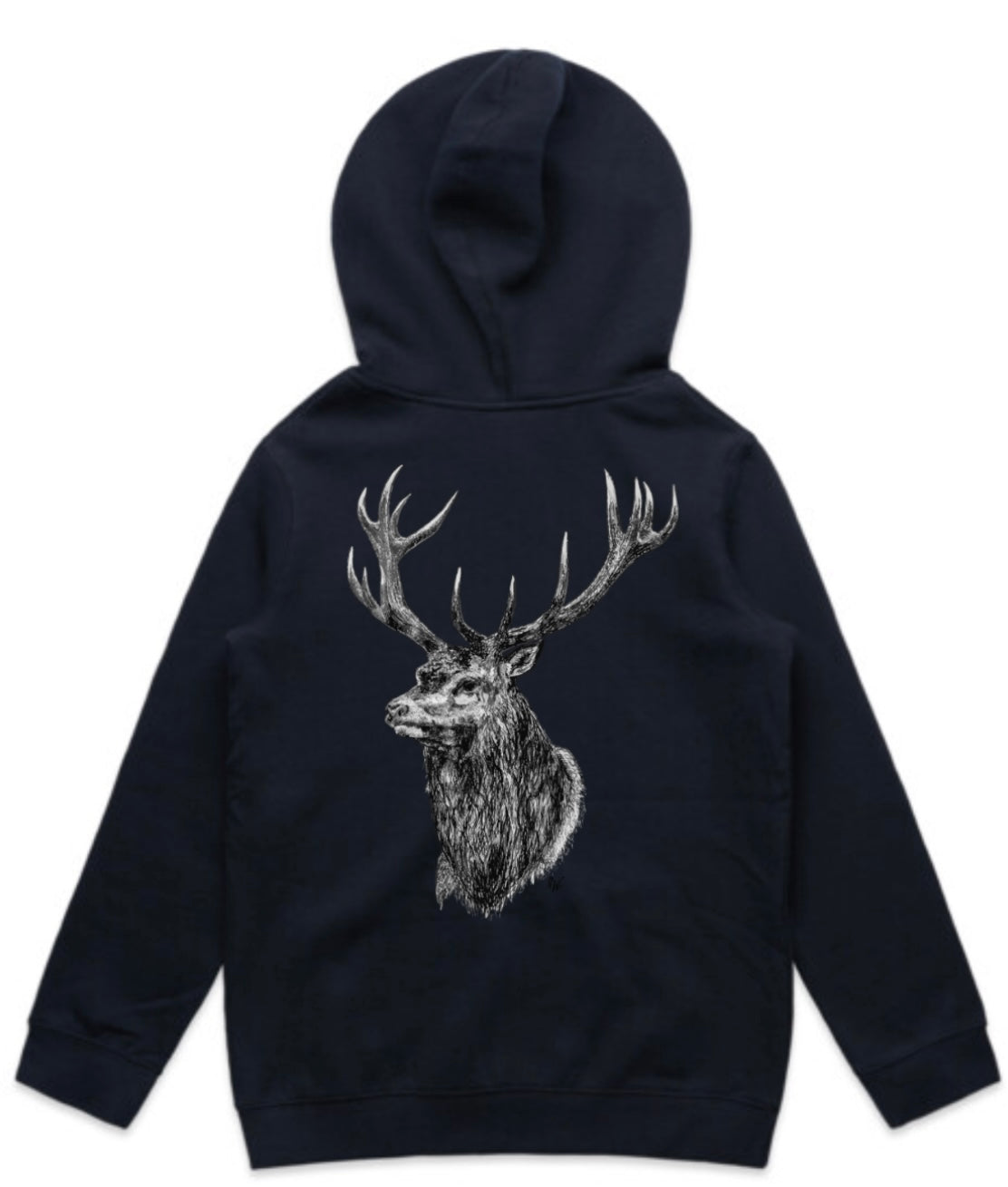 Kids Black and White Stag Head Hoodie