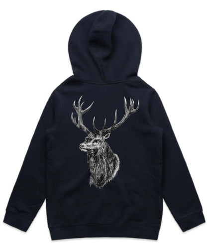 Kids Black and White Stag Head Hoodie