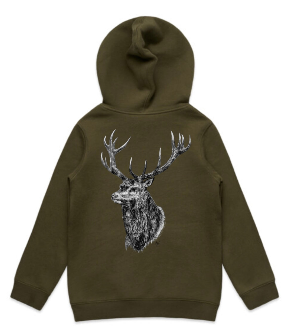 Kids Black and White Stag Head Hoodie