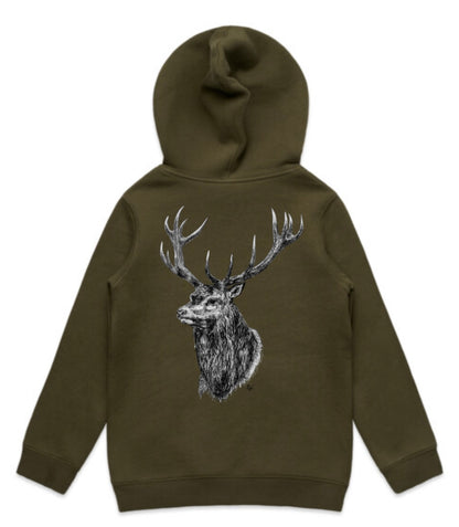 Kids Black and White Stag Head Hoodie