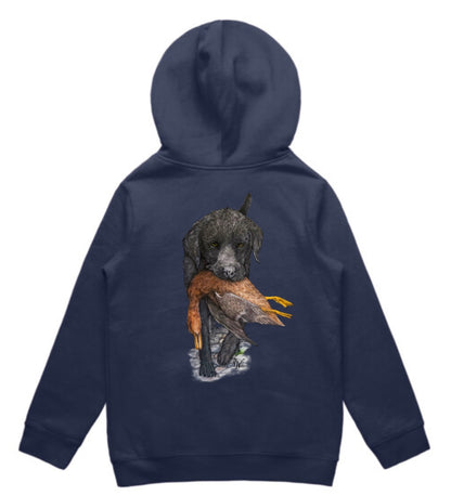 Kids Black Lab Carrying Mallard Hoodie