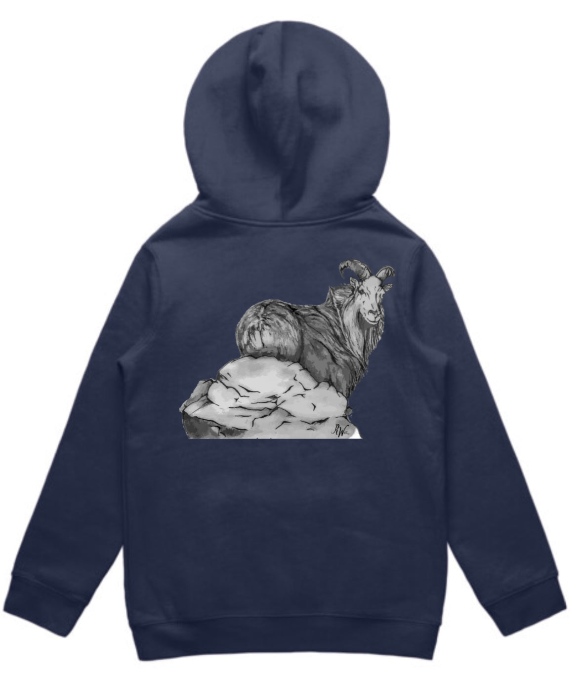 Kids Black and White Bull Tahr Hoodie