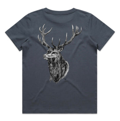 Kids Black and White Stag Head T-Shirt